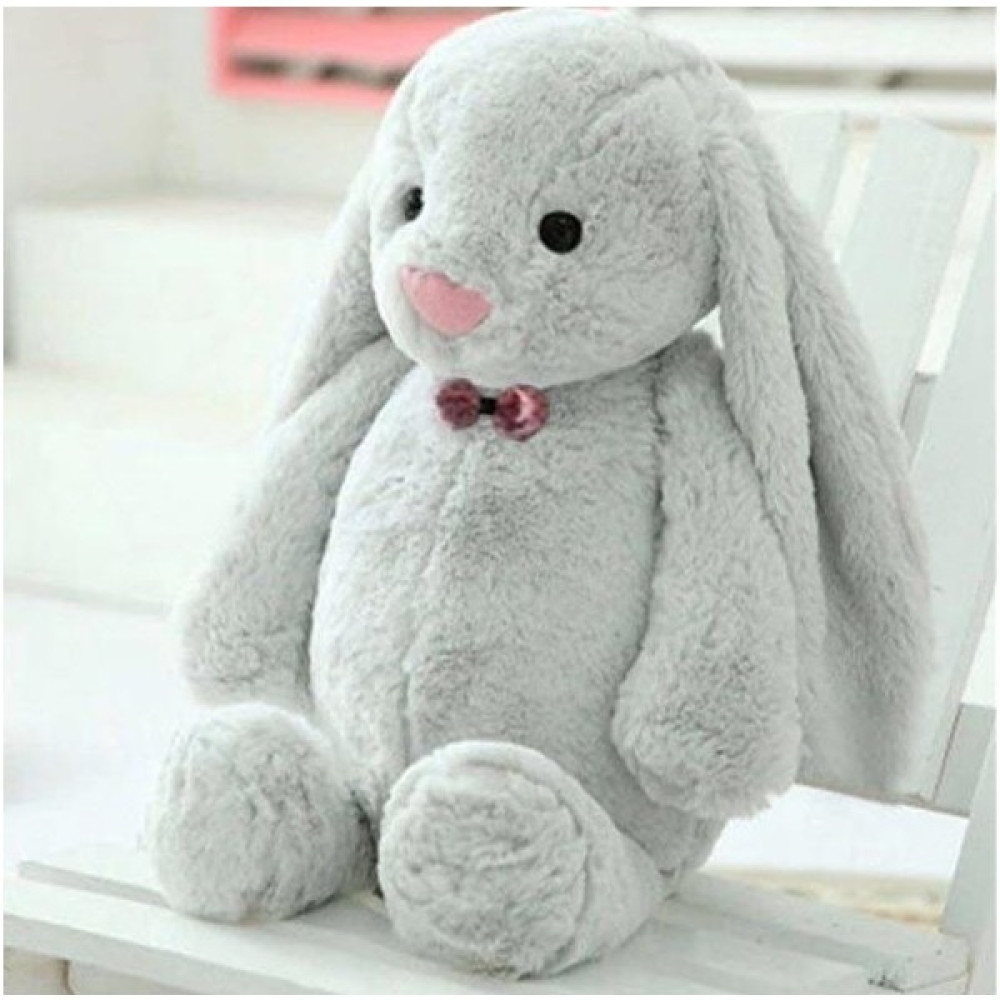 Sole Uyku Arkadaşım Papyonlu Uzun Kulak Bunny Peluş Tavşan 65 cm - Gri Bebek Oyuncakları Fiyatı