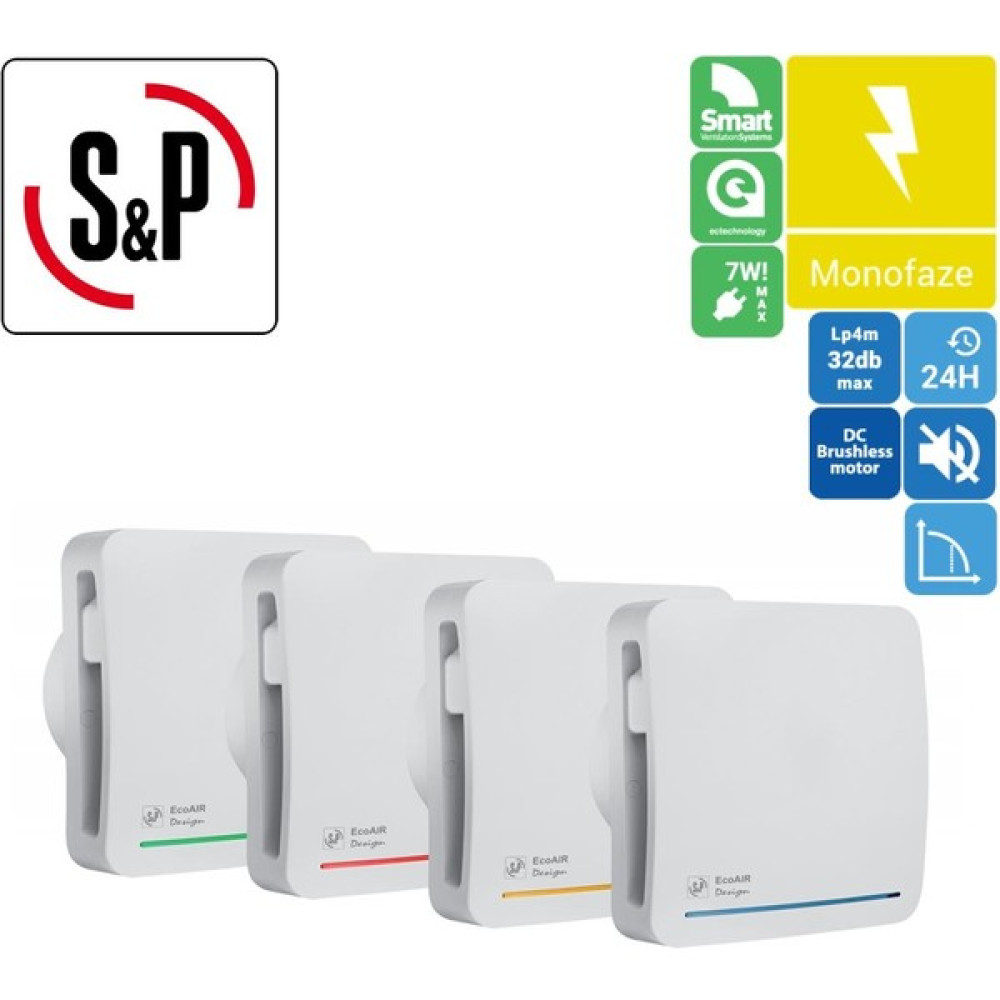 Soler Palau Ecoair Design S Duvar Tavan Tipi Sessiz 100MM Radyal Fan Banyo Aspiratörü Ortam Havalandırma Fanı Agmair Agm Sp Aspiratörler Fiyatı