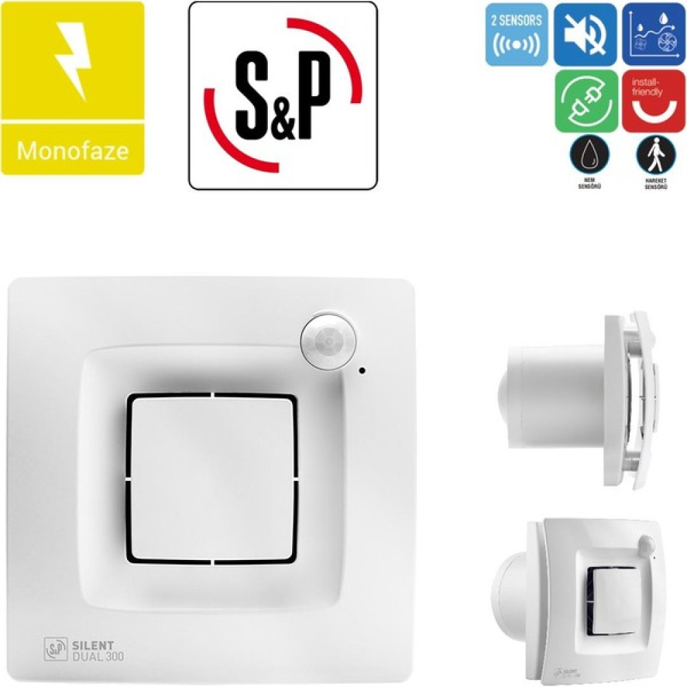 Soler Palau Silent Dual 300 Fan 150MM 235 Debi Sensörlü Egzoz Ortam Havalandırma Fanı Tasarruflu Agmair Sp Agm Havalandırma Fanı Aspiratörler Fiyatı