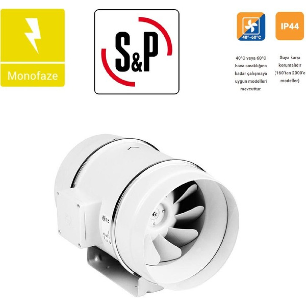 Soler Palau Td 500/150 Plastik Yuvarlak Kanal Tipi Fan Ø 150MM 580 M³/h Sessiz Tasarruflu Agmair Agm Sp Havalandırma Fanı Aspiratörler Fiyatı