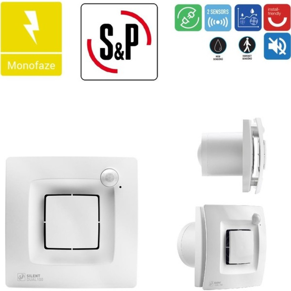 Soler&Palau Soler Palau Silent Dual 100 Banyo Wc Sensörlü Egzoz Ortam Havalandırma Fanı Tasarruflu Oto Boyaları Fiyatı