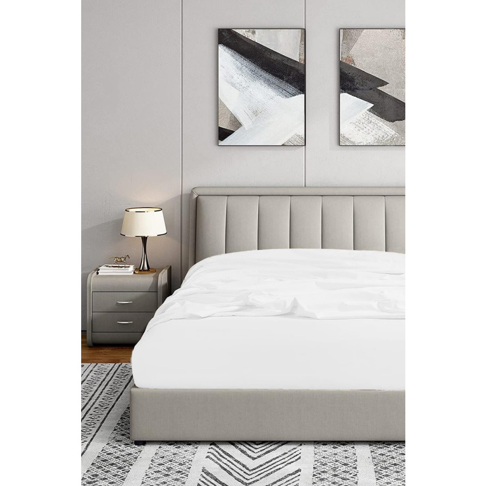 Soley | Jersey | %100 Doğal Pamuklu Tek / Çift Kişilik Lastikli Beyaz Çarşaf 180 x 200 Beden Çarşaf Fiyatı