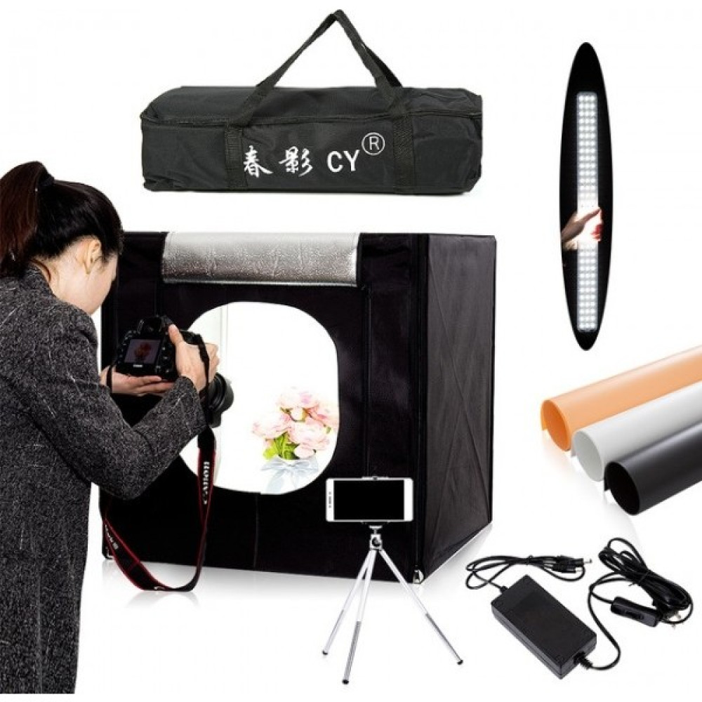Soligor Işıklı Ürün Çekim Çadırı 70X70CM Katlanabilir LED Işıklı Video Kamera Aksesuarları Fiyatı