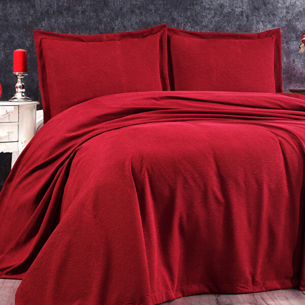 Solinas Collection Linda Koyu Bordo Çift Kişilik Yatak Örtüsü - 250 x 250 cm Yatak Örtüsü Fiyatı