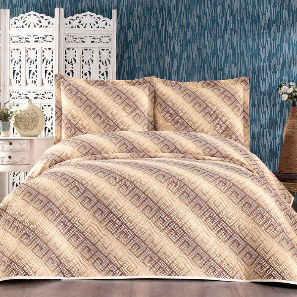 Solinas Collection Roma Sarı-Kahve Dijital Baskılı Çift Kişilik Yatak Örtüsü - Sarı - 250 x 250 cm Yatak Örtüsü Fiyatı