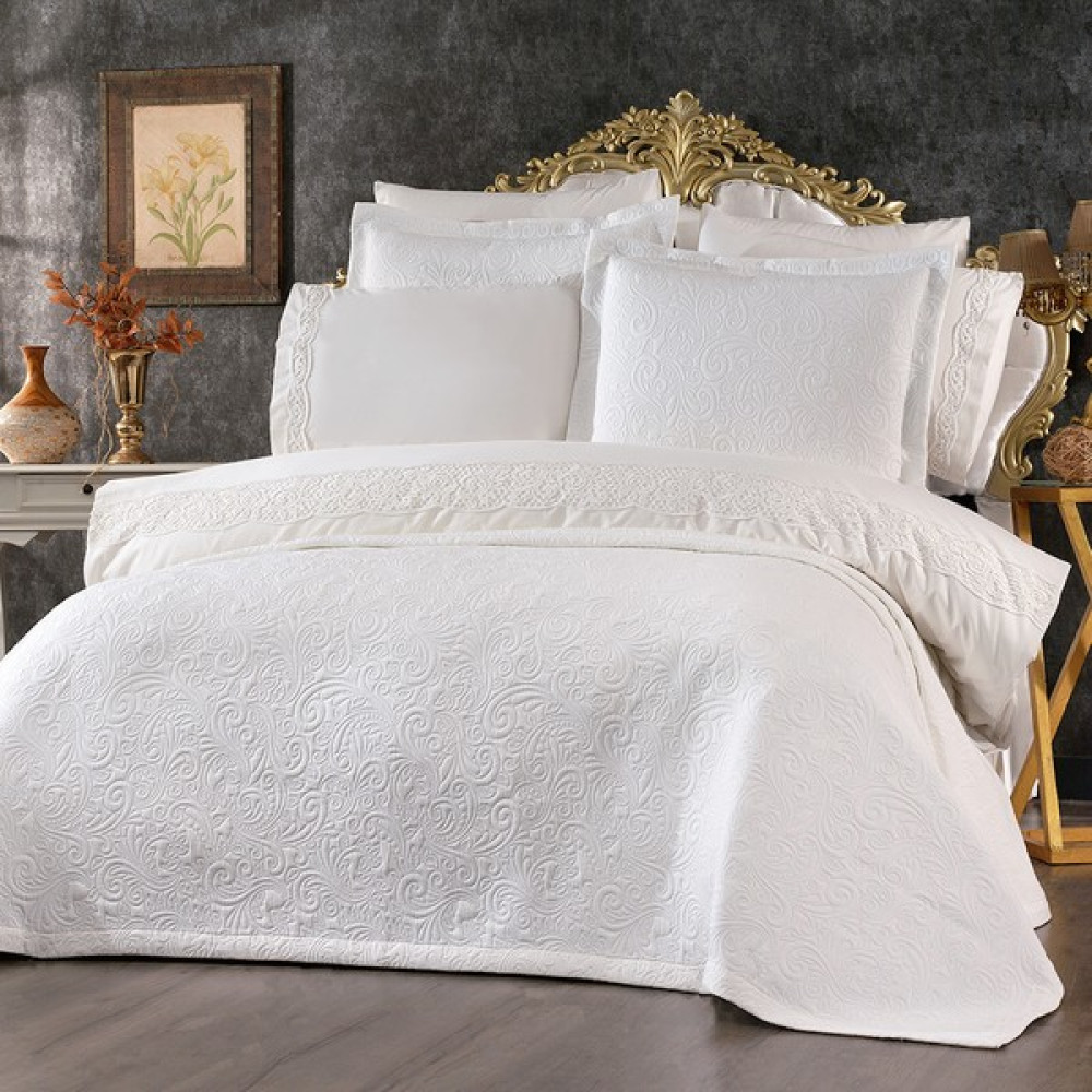 Solinas Collection Soldi Fiori Krem Çift Kişilik Yatak Örtüsü ve Dantelli Nevresim Takımı - 250 x 260 cm Yatak Örtüsü Fiyatı