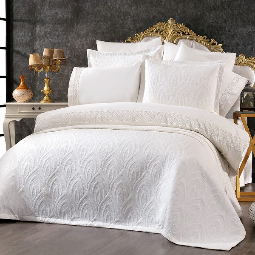 Solinas Collection Soldi Perla Krem Çift Kişilik Yatak Örtüsü ve Dantelli Nevresim Takımı - 250 x 260 cm Yatak Örtüsü Fiyatı