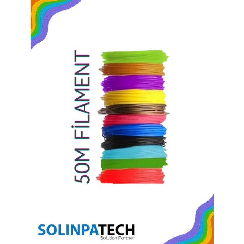 Solinpa 3D Kalem 3D Yazıcı Uyumlu Pla Filament 5 Metre 10 Adet (50 Metre) Oyun & Hobi Fiyatı