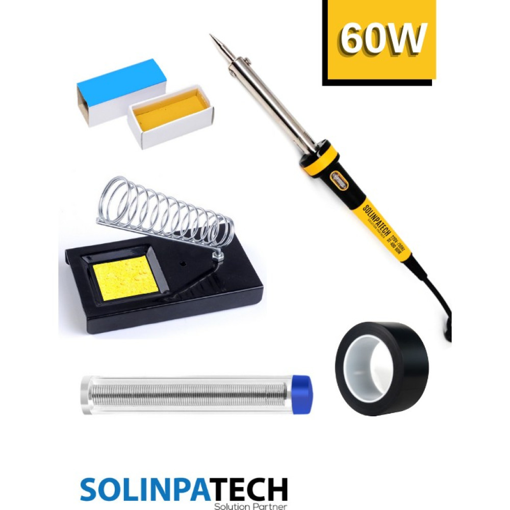 Solinpatech 60W Profesyonel Yüksek Sıcaklığa Dayanıklı Resistörlü Kalem Havya Pasta Stand Lehim Bant - Siyah Lehim & Havya Fiyatı