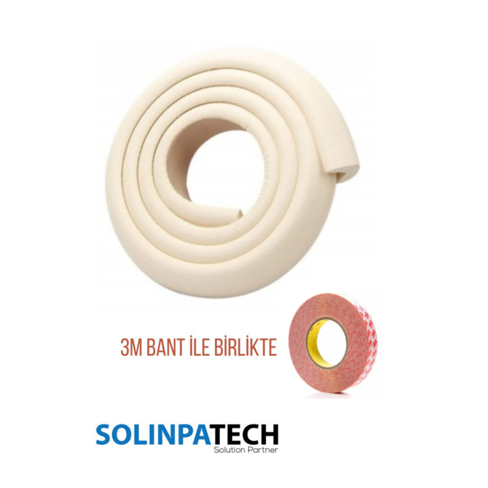 SolinpaTech Krem Kalın Kauçuk 2mt Bebek Çocuk Masa Sehpa Kenar Darbe Önleyici-bebek Güvenlik Seti 3mt Bant Dahil Bebek Güvenlik Fiyatı