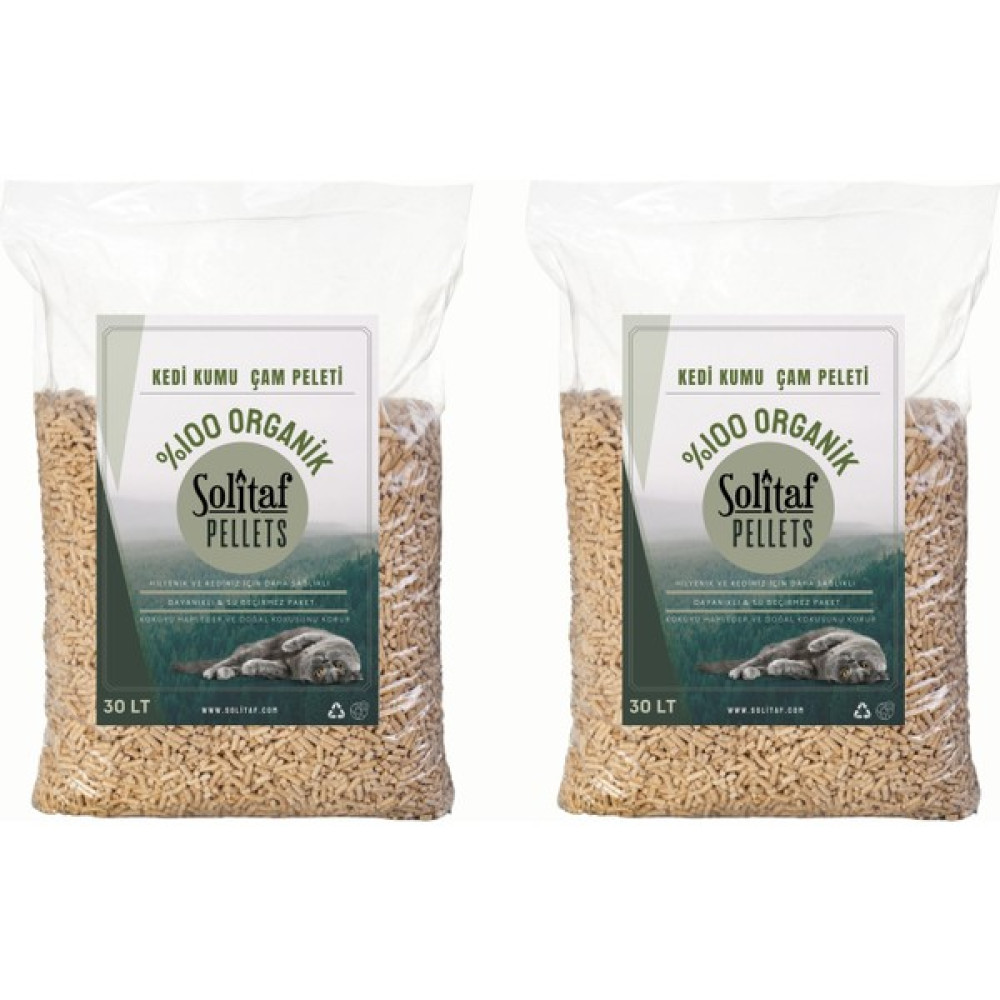 Solitaf Pelet Kedi Kumu - 60 Lt - %100 Organik En A1 Çam Peleti- Kedi Kumu Çam Peleti - Doğal Kedi Kumu Evcil Hayvan Ürünleri Fiyatı