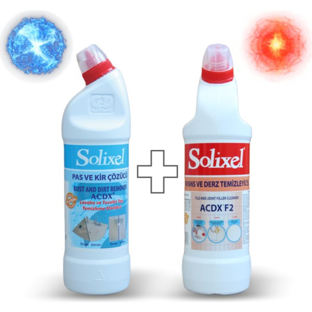 Solixel Banyo Tuvalet ve Lavabo Temizleyici 950 ml + Fayans ve Derz Dolgu Temizleyici 950 Ml(Ikili Güç Paketi) Temizlik Malzemeleri Fiyatı