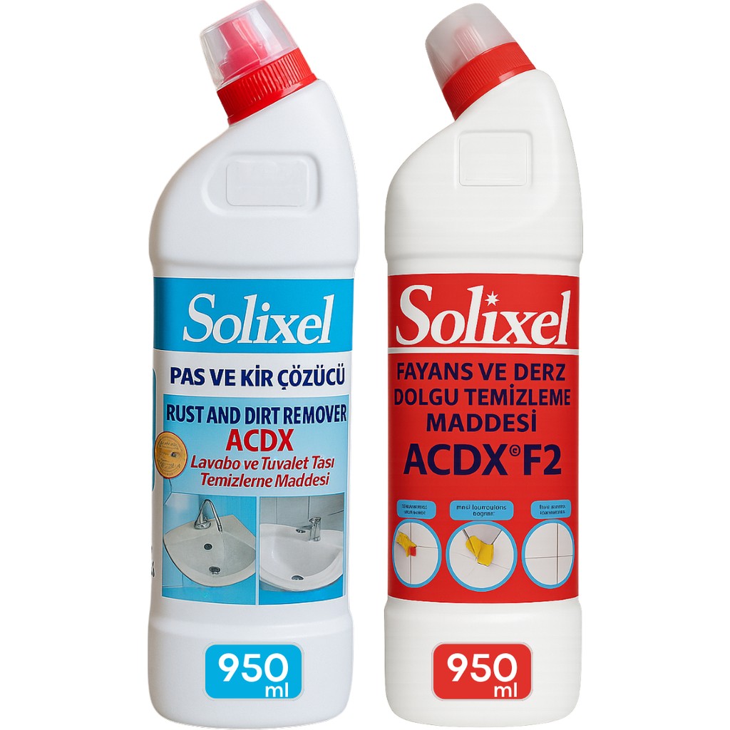 Solixel Kaysan Kimya Solixel Banyo Tuvalet Temizleyici 950 ml + Fayans ve Derz Dolgu Temizleyici 950 ml Deterjan ve Temizlik Ürünleri Fiyatı