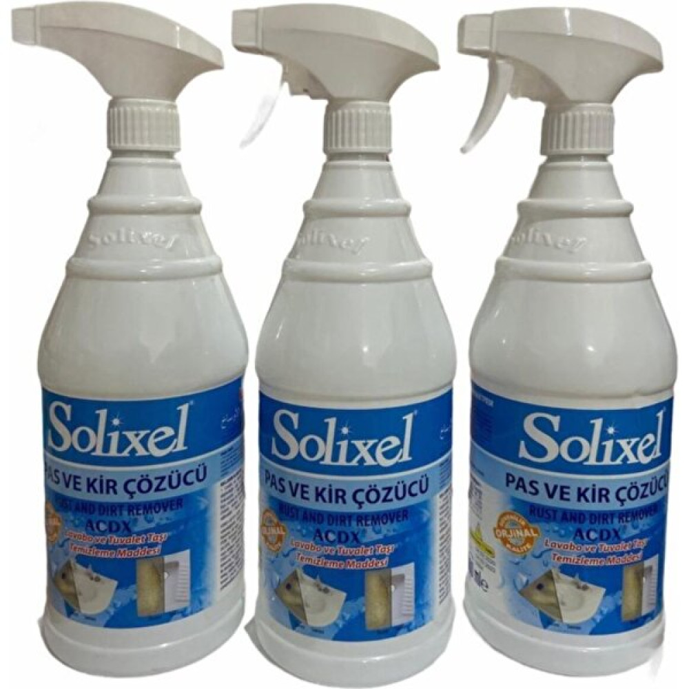 Solixel Kaysan Kimya Solixel Pas ve Kir Çözücü Sprey 1000 ml x 3 Adet Pas ve Kir Çözücü 1000 Temizlik Malzemeleri Fiyatı