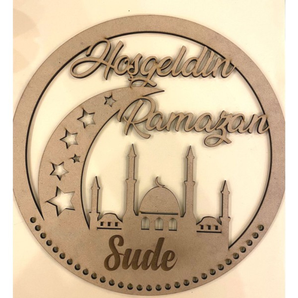 Solmaz Boyamaya Süslemeye Hazır Isme Özel Mübarek Ramazan Kapı Süsü 3 mm Ham Ahşap 30 x 30 cm Bebek Kapı Süsü Fiyatı