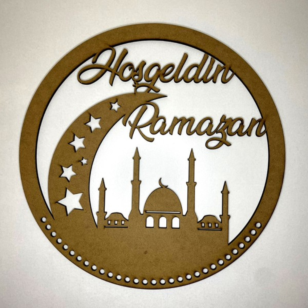 Solmaz Boyamaya Süslemeye Hazır Ramazan Kapı Süsü Ham Ahşap 3mm 30x30 Bebek Kapı Süsü Fiyatı