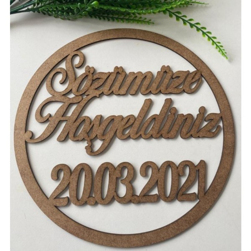 Solmaz Sözümüze Hoşgeldiniz Boyamaya Süslemeye Hazır Ham Ahşap Kapı Süsü 30 x 30 cm Bebek Kapı Süsü Fiyatı