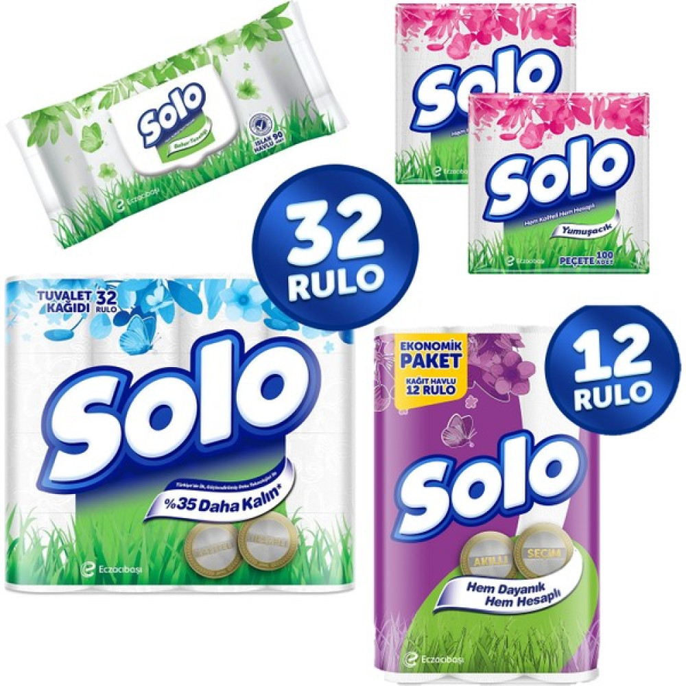 Solo Akıllı Seçim 5 I 1 Yerde Tuv. Kağıdı 32'li+ Kağıt Havlu 12'li+ Peçete 200'LÜ+ Islak Havlu 90'lı Oto Boyaları Fiyatı
