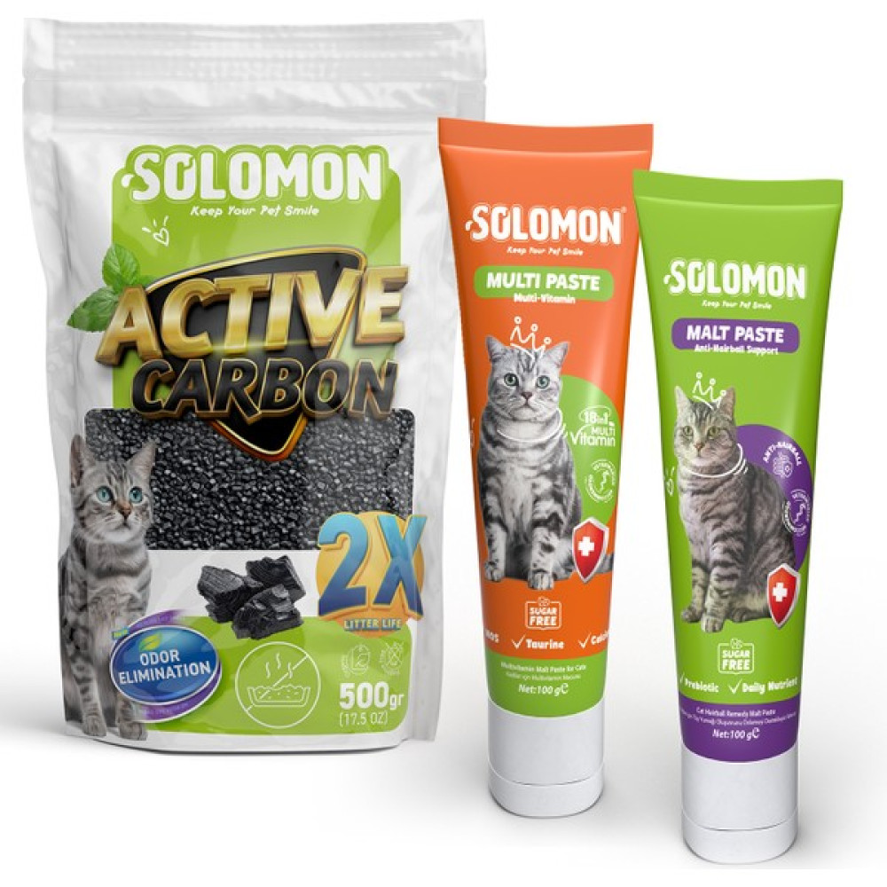 Solomon Kedi Bakım Seti (Malt Paste & Multi Paste & Active Carbon) Evcil Hayvan Ürünleri Fiyatı