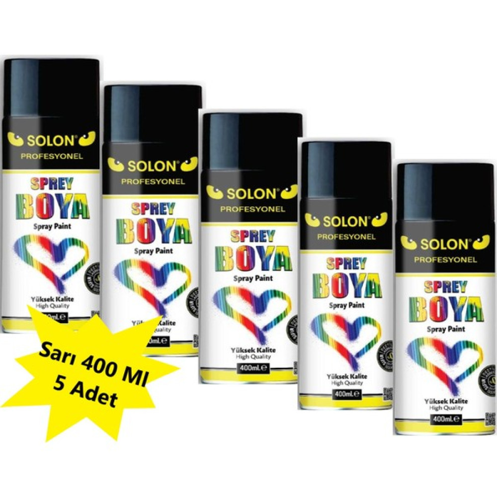 Solon 5 Adet Sprey Boya Sarı 400 ml - 02-Sarı Oto Boyaları Fiyatı