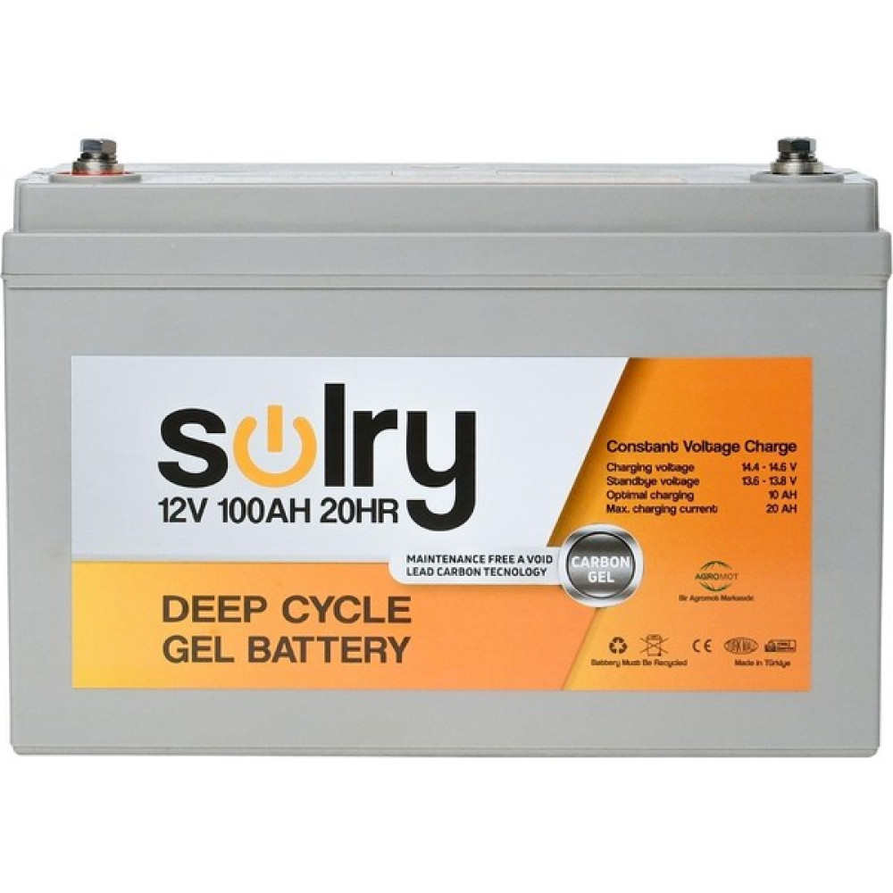 Solry 12V Volt 100 Ah Jel Akü (Deep Cycle Nano Carbon Jel Akü) Akü Fiyatı