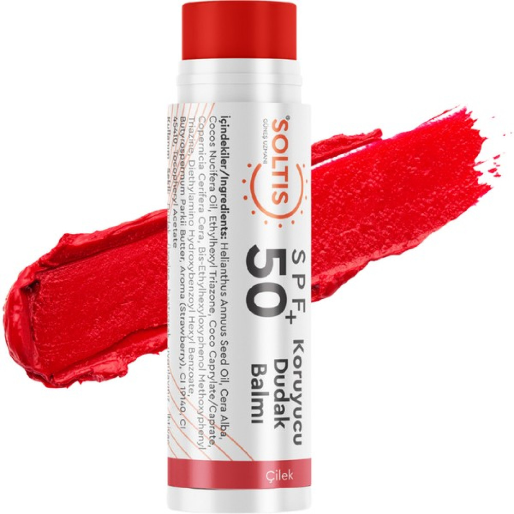 Soltis Renkli Dudak Nemlendiricisi SPF50+ Çilek, 5 gr - Çilek Dudak Bakımı / Koruyucu Fiyatı