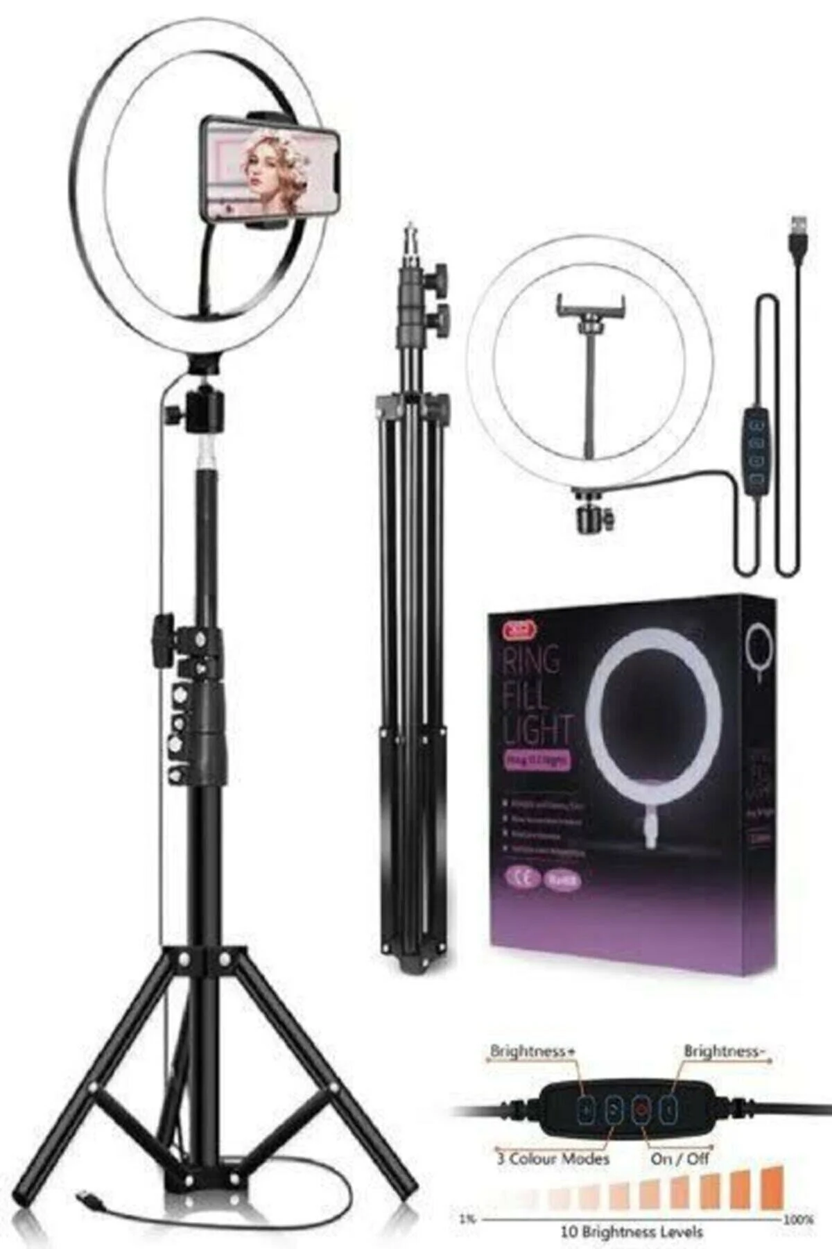 SOMIC Ring Fill Light Led Işıklı Tripod 10 Inç Halka Youtuber Tiktok Makyaj Işığı Ayaklı Tripot" Fotoğraf Makinesi Aksesuarları Fiyatı