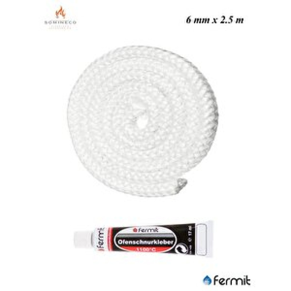 SOMINECO İthal Yanmaz Soba Şömine Fiberglass Fitili 6 Mm X 2.5m + Fermit Yapıştırıcı 17 Ml Isıtma & Soğutma Fiyatı