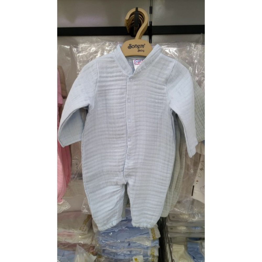 Sonem Baby Mavi Müslin, Çıtçıtlı , Tulum Bebek Tulumu Fiyatı