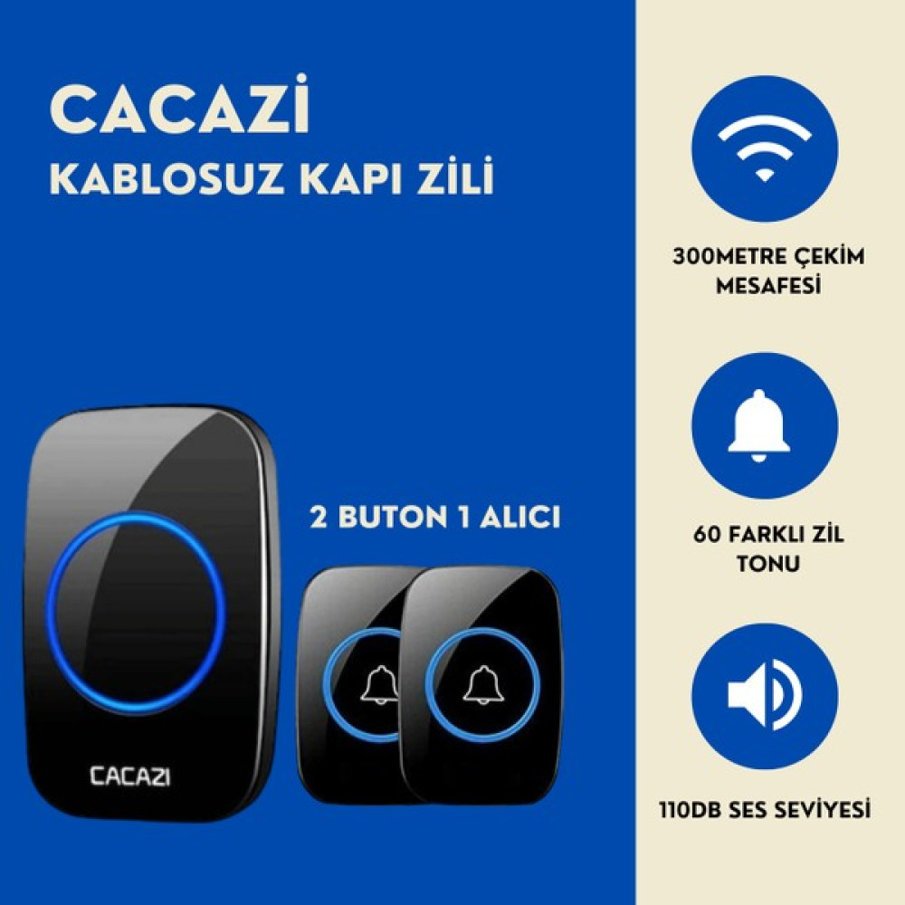 Sonex 2 Buton 1 Alıcı Kablosuz Uzaktan Kumandalı LED Kapı Zili Nalburiye & Hırdavat Fiyatı