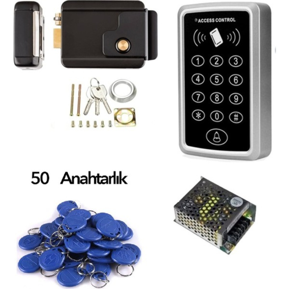 Sonex Apartman Kapı Otomatiği + Adaptör + 50 Adet Proximity Anahtarlık - Siyah Kilit Fiyatı