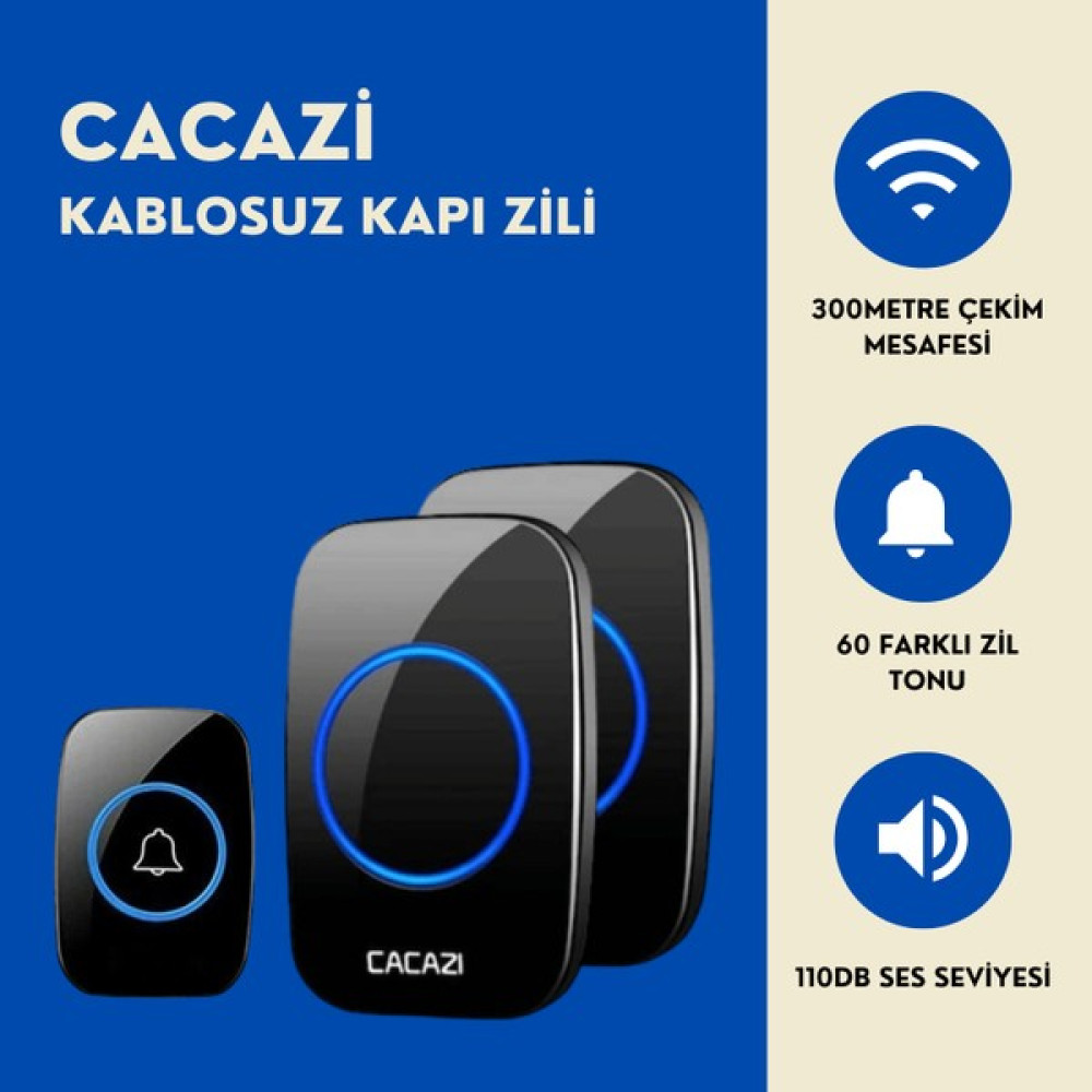 Sonex Cacazi 2 Alıcılı Kablosuz Uzaktan Kumandalı LED Kapı Zili Nalburiye & Hırdavat Fiyatı