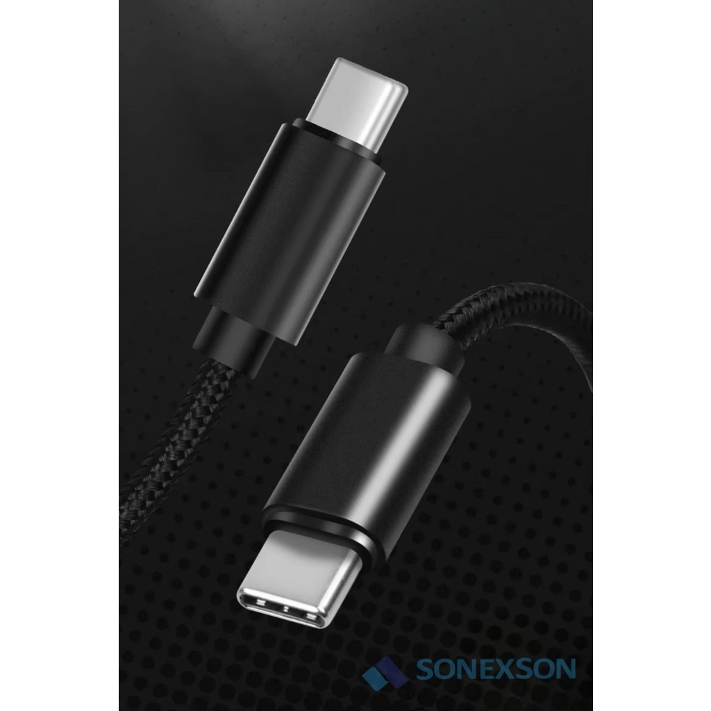Sonex Samsung Oppo Reeder Huawei Için Örgülü Type C To Type C Hızlı Şarj Kablosu Siyah 1,2m Bilgisayar Çevirici ve Adaptörü Fiyatı