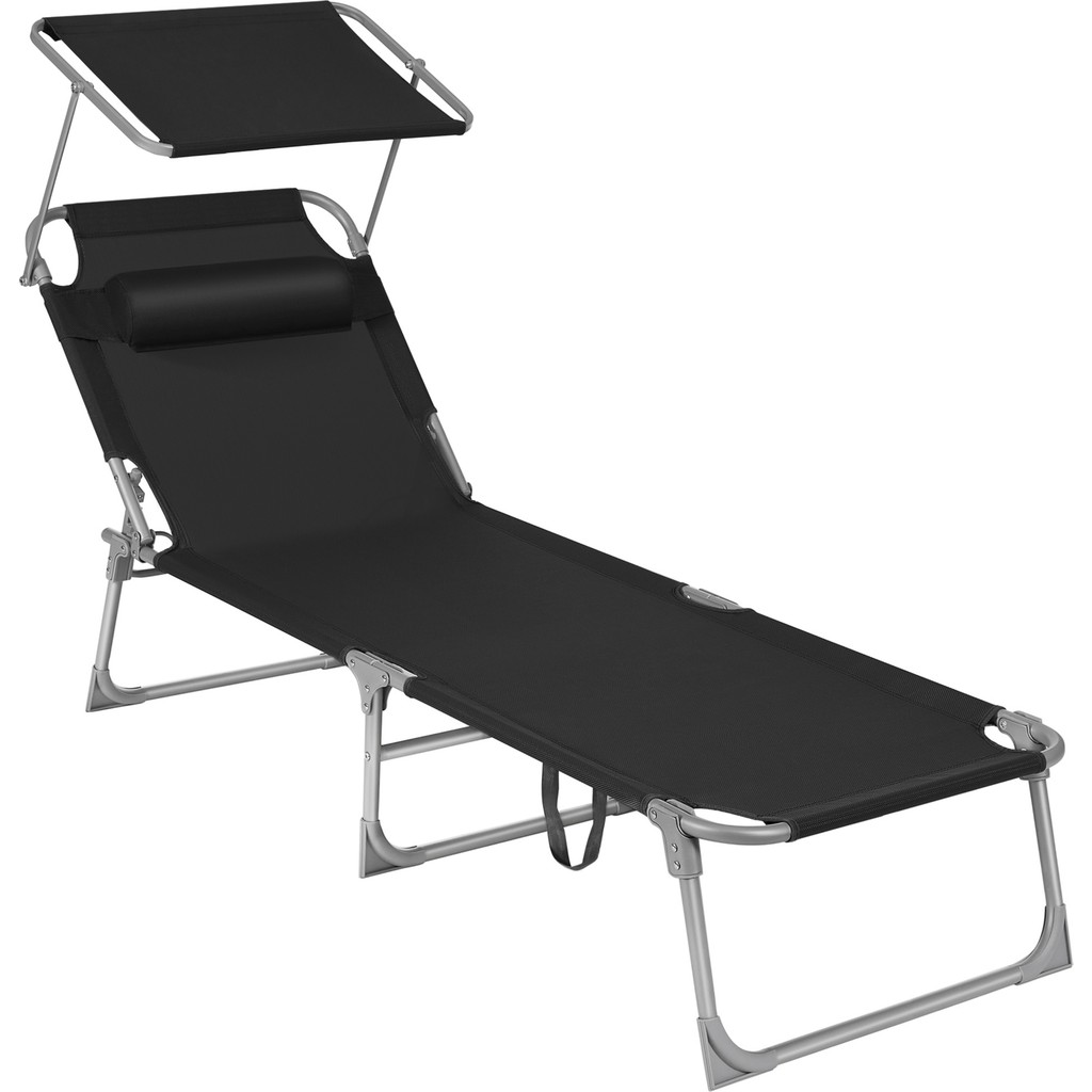 Songmıcs GCB192B01 Şezlong, Baş Destekli Şezlongu, Sırtlık ve Güneş Şemsiyesi, Eğilebilir, Hafif, Katlanabilir, 53 x 193 x 29,5 Cm, Taşıma Kapasit... Diğer Fiyatı