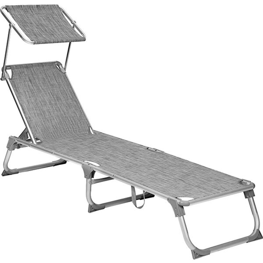 Songmics GCB19TG Ayarlanabilir ve Katlanabilir Gölgelikli Şezlong, 55X193X31 Cm, Gri Kırçıllı, - Antrasit - Gri Şezlong Fiyatı