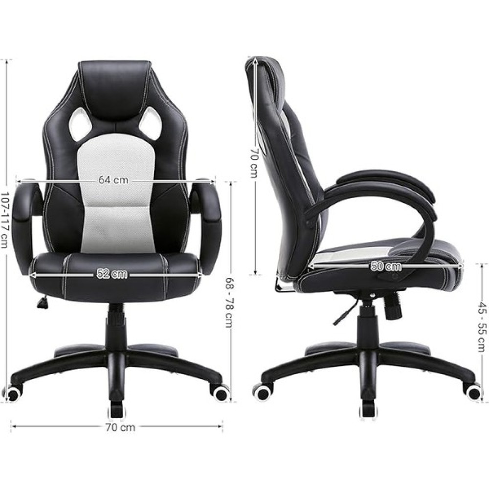 Songmics Yarış Koltuğu, Ofis Koltuğu, Oyun Koltuğu, Yönetici Koltuğu, Döner Sandalye, Poliüretan, Beyaz, OBG56BWV1 Çalışma Koltuğu Fiyatı