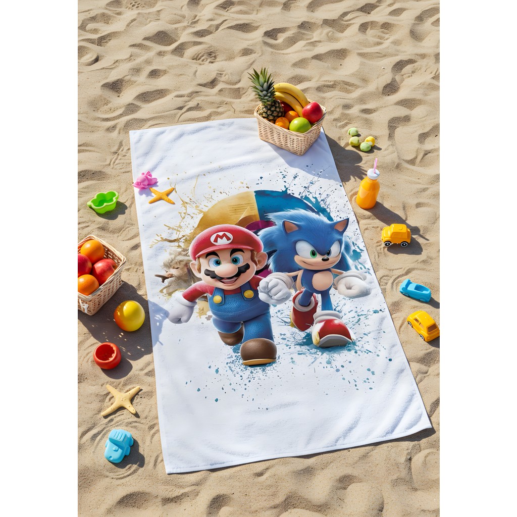 Sonic Plaj Havlusu – "sonic Plaj Havlusu – Süper Hızlı Plaj Eğlencesi! - Renkli - 70 x 150 cm El / Yüz Havlusu Fiyatı
