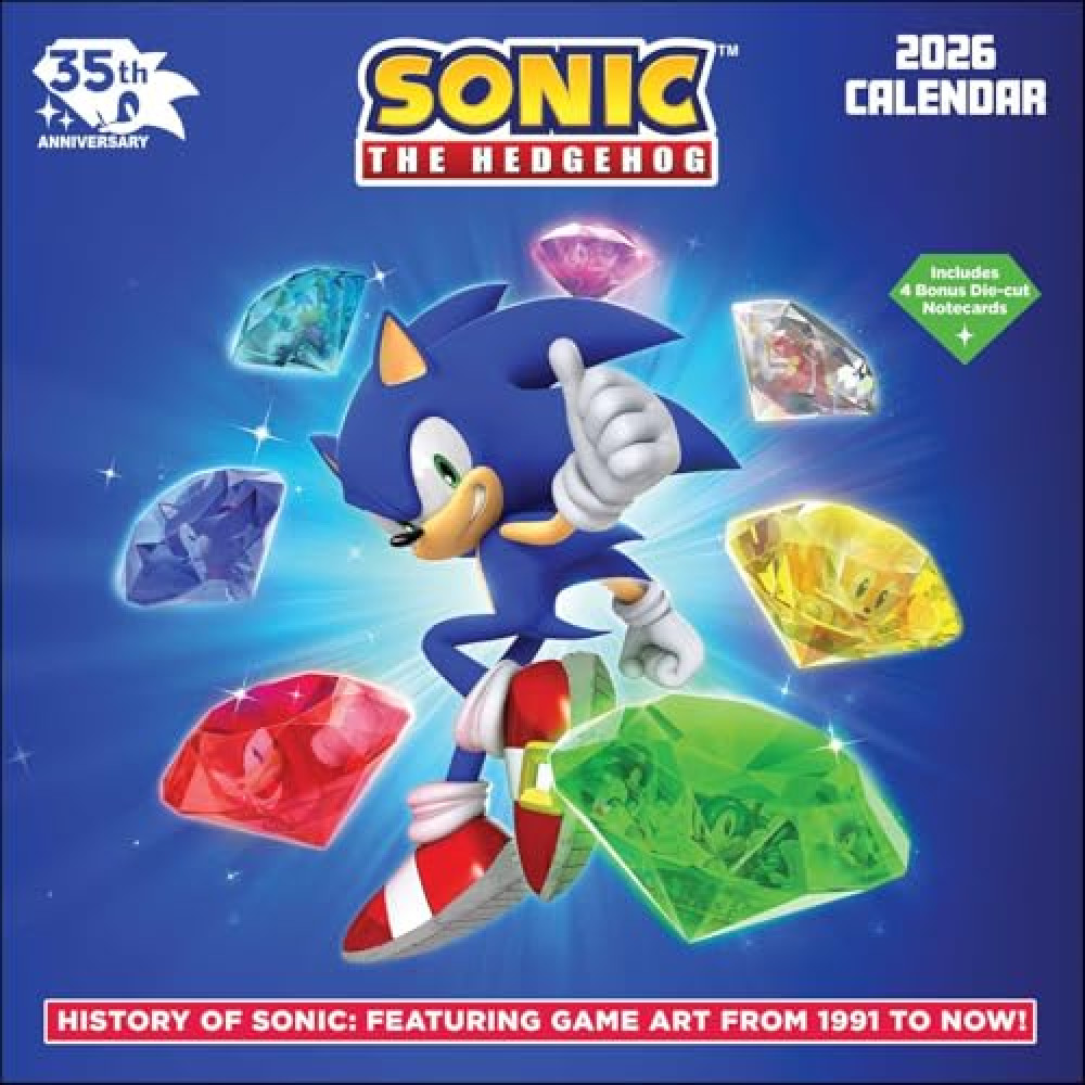 Sonic the Hedgehog 35th Anniversary 2026 Wall Calendar with 4 Bonus Notecards