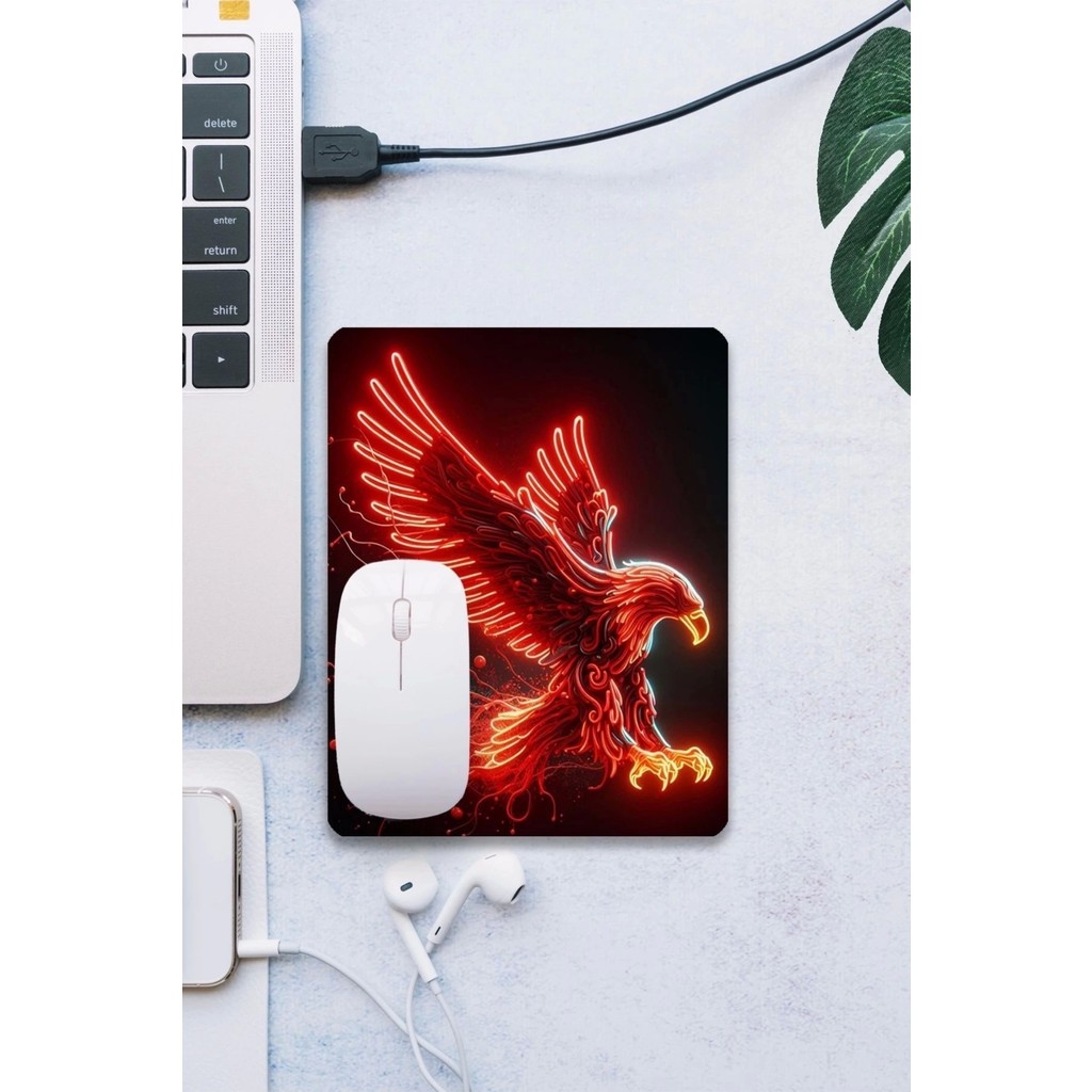Sonic Touch Sonictouch Kırmızı Neon Kartal Pürüzsüz Yüzey Kaymaz Taban Dikişsiz Kenar Gamer Oyuncu Mouse Pad 19X23CM - Siyah Oyuncu Mouse Pad Fiyatı