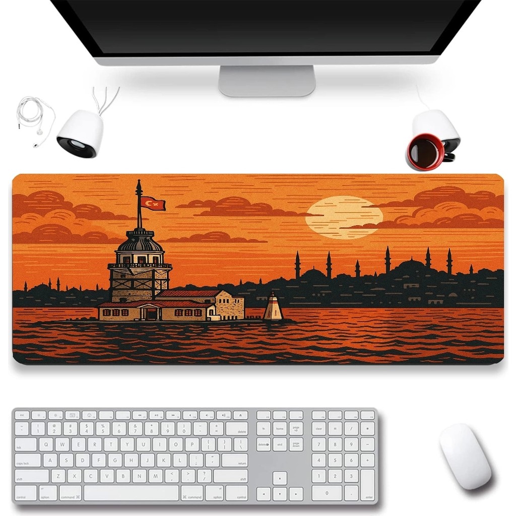 Sonic Touch Ultragrand Kız Kulesi ve Istanbul Silueti Turuncu Dikişsiz Xxl Gaming Oyuncu Masaüstü Klavye Mouse Pad 40X90CM Klavye - Mouse Fiyatı
