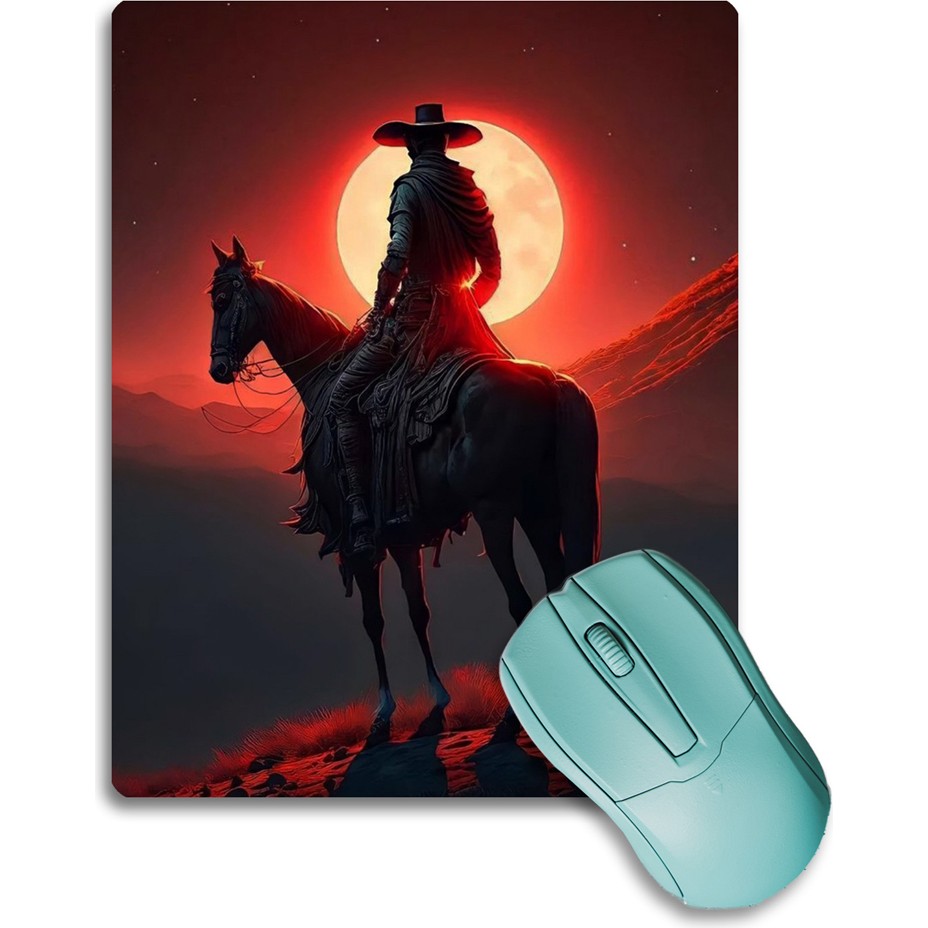 Sonictouch Gün Batımı Kovboy Temalı Kaydırmaz Gaming Oyuncu Dikişsiz Siyah Mouse Pad/ped 17X21CM Mouse Pad Fiyatı