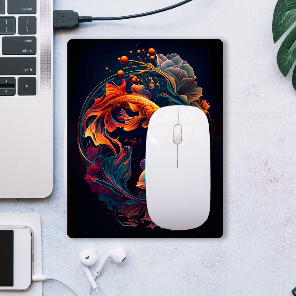Sonictouch Ying Yang Temalı Mavi Turuncu Koi Balığı Kaydırmaz Gaming Oyuncu Dikişsiz Mouse Pad/ped 17X21CM SSD / Solid State Drive Fiyatı