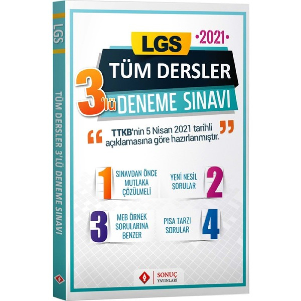 Sonuç 2021 LGS Tüm Dersler 3 Lü Deneme Kaynak Kitapları Fiyatı
