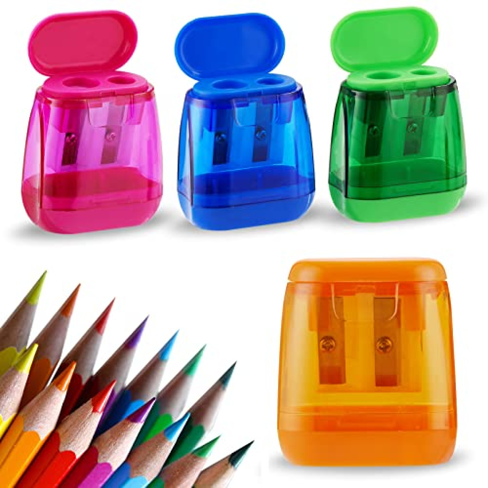 Sonuimy Pencil Sharpeners, 4 Pcs Pencil Sharpeners Manual,Dual Holes Compact Colored Handheld Pencil Sharpener for Kids with Lid Adults Students School Class Home Office (Covered) Pencil Sharpener Fiyatı