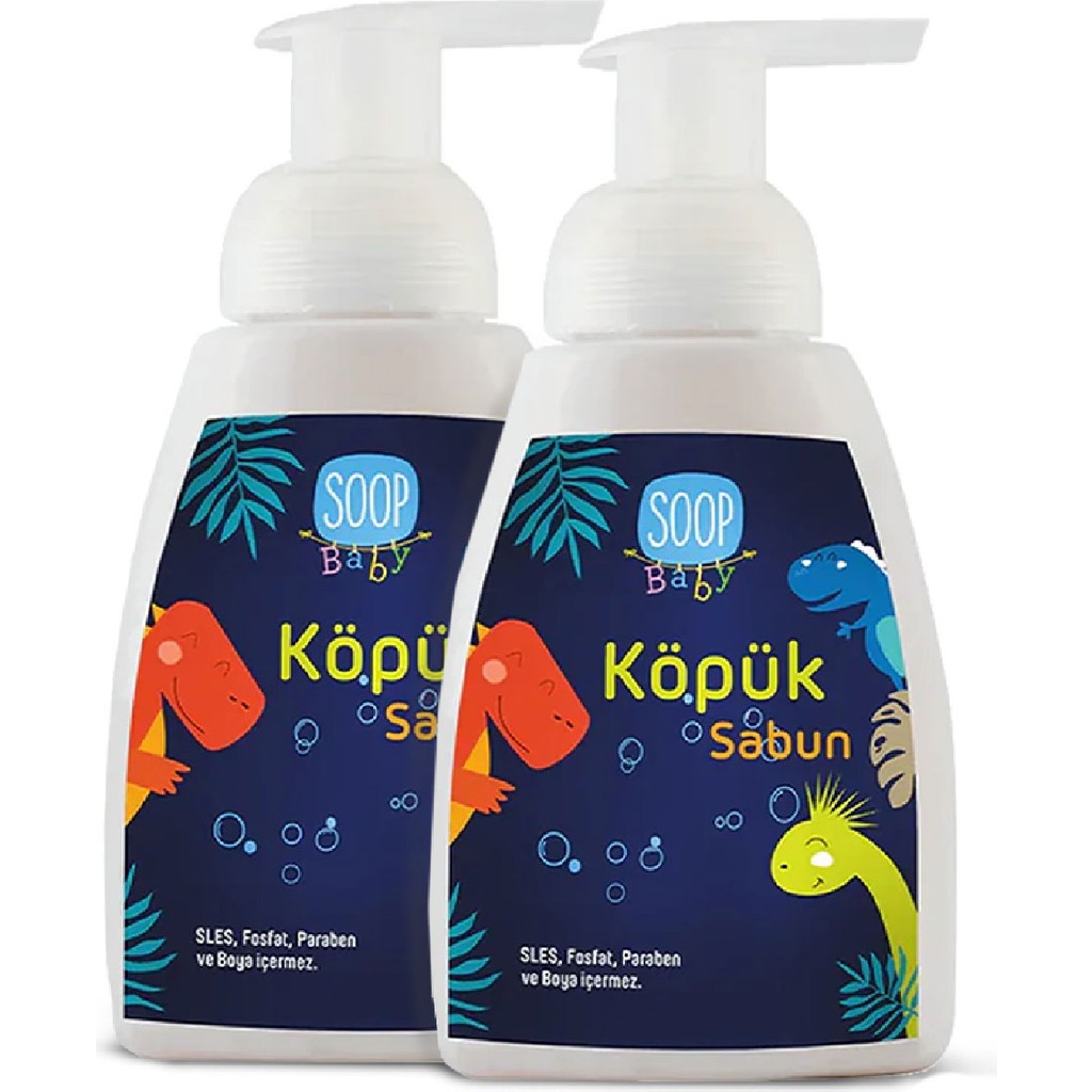 Soop Baby %100 Doğal Çocuk Köpük Sabun Dinozor 2x300 mL Bitkisel Hipoalerjenik Pudra Kokulu Bebek Sabunu Fiyatı