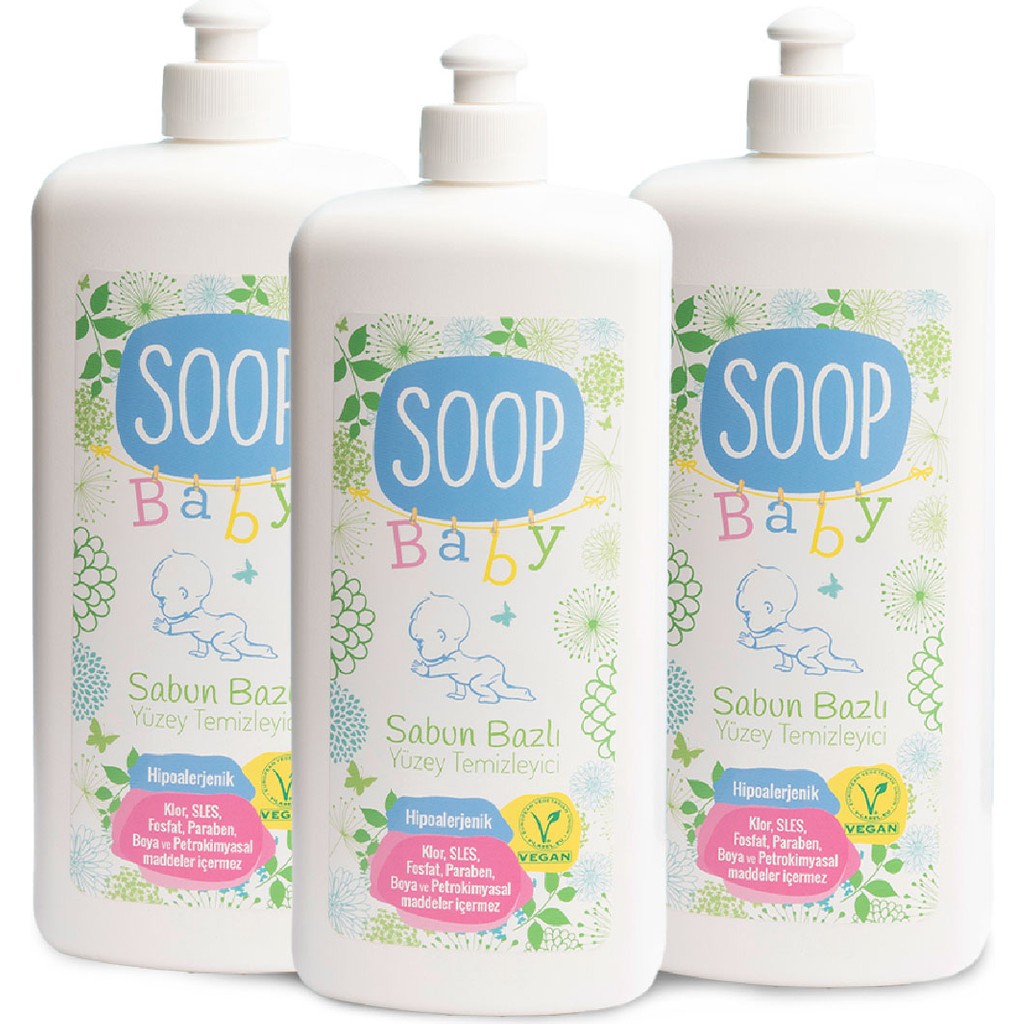 Soop Baby Bebek Sabun Bazlı Yüzey Temizleyici 3 x 1 L | %100 Doğal & Hipoalerjenik | Kokusuz İz Bırakmaz, Durulamasız | Evcil Hayvan Ürünleri Fiyatı