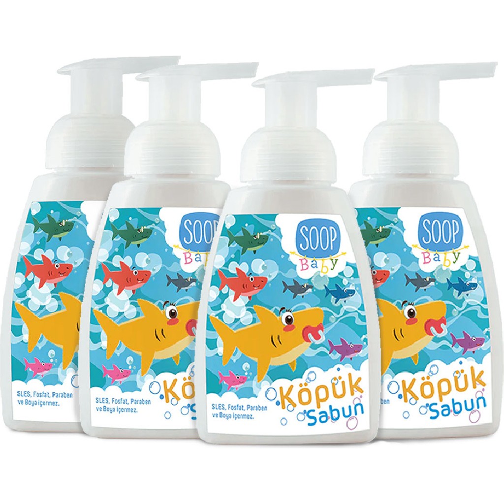 Soop Baby Shark Köpük Sabun 4x300 mL Hipoalerjenik Bitkisel İçerik Tüm Cilt Tipleri İçin Doğal Bebek Sabunu Fiyatı
