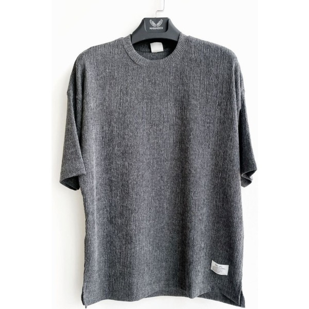 SOPRON Outdoors Erkek Oversize Antrasit Nakışlı Bisiklet Yaka Kısa Kollu %100 Pamuk T-Shirt Erkek T-shirt Fiyatı