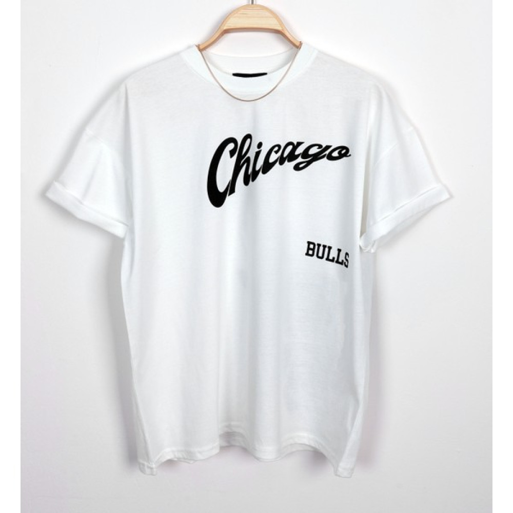 SOPRON Outdoors Erkek Oversize Beyaz Chiagobulls Baskılı Bisiklet Yaka Kısa Kollu %100 Pamuk T-Shirt Erkek T-shirt Fiyatı
