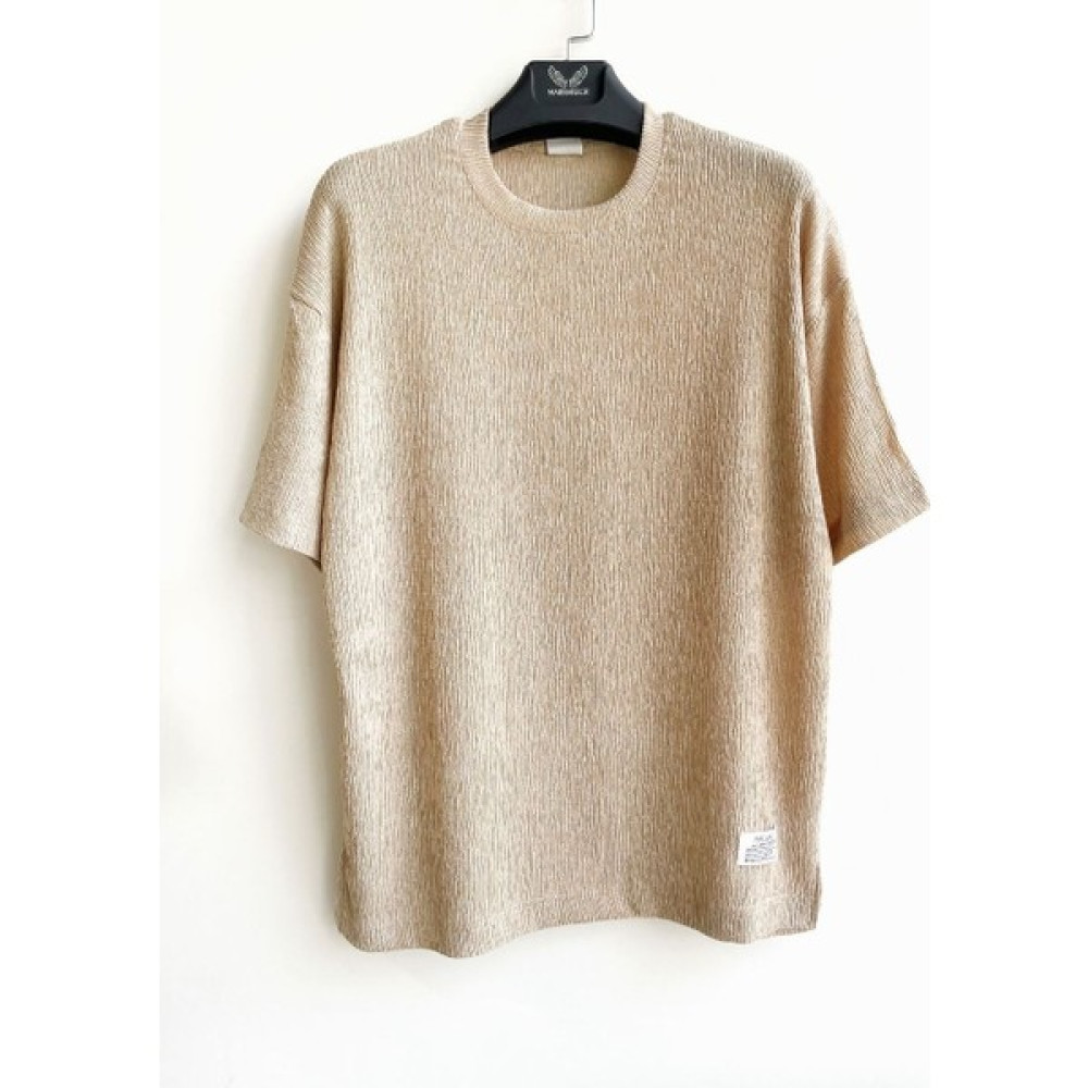 SOPRON Outdoors Erkek Oversize Krem Nakışlı Bisiklet Yaka Kısa Kollu %100 Pamuk T-Shirt Erkek T-shirt Fiyatı